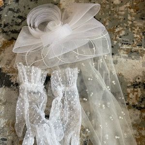 Bridgerton Tea Party Hat Fascinator gloves and sleeves